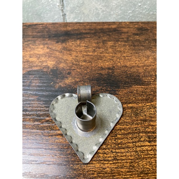 Other - Vintage Rustic Heart Galvanized Metal Candle Holder Primitive Chamberstick Gray